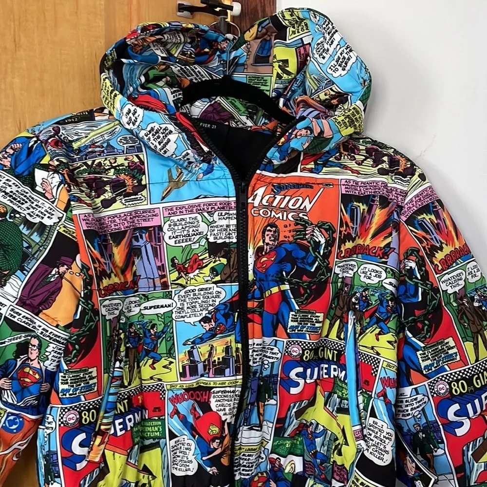 Superman Puffer DC Comics Forever 21 Size Small Limited Edition Coat - Picture 2 of 4
